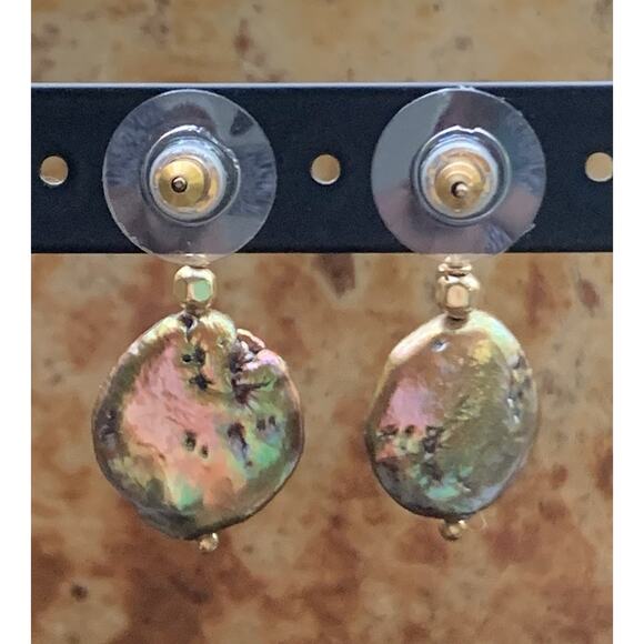 Gold Filled Peacock Coin Pearls Necklace and Earring Statement Set - Picture 8 of 10